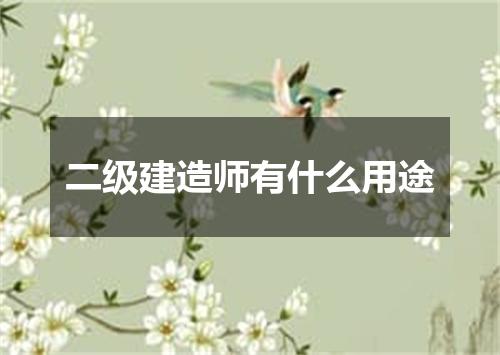 二级建造师有什么用途