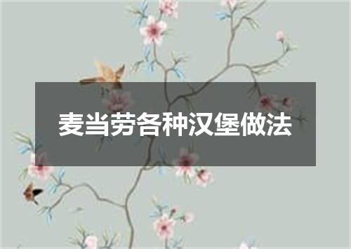 麦当劳各种汉堡做法