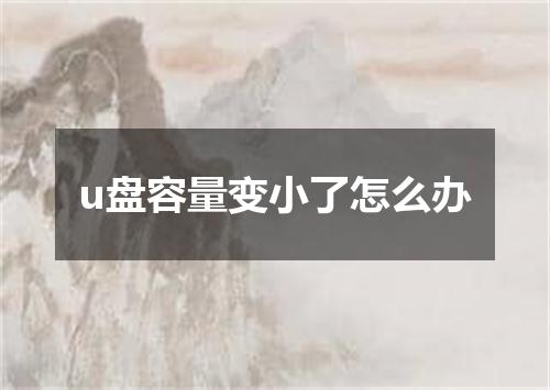 u盘容量变小了怎么办
