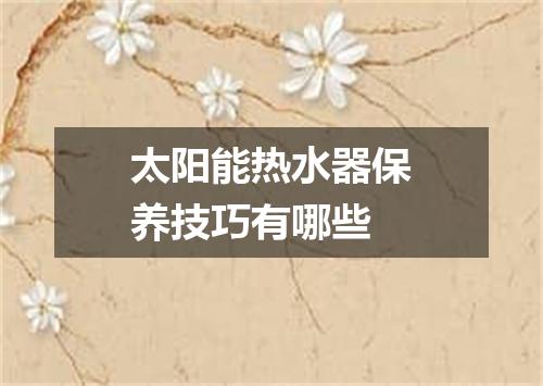 太阳能热水器保养技巧有哪些