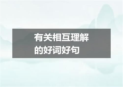 有关相互理解的好词好句