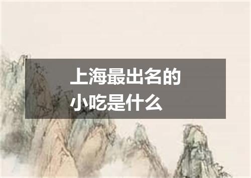 上海最出名的小吃是什么