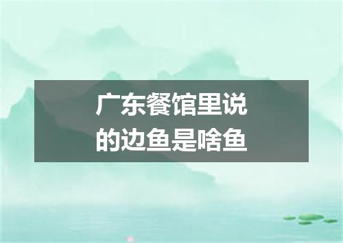 广东餐馆里说的边鱼是啥鱼