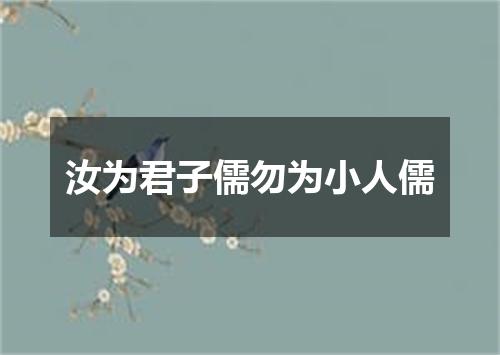 汝为君子儒勿为小人儒