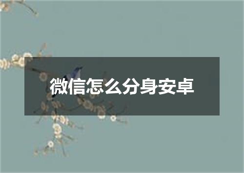 微信怎么分身安卓