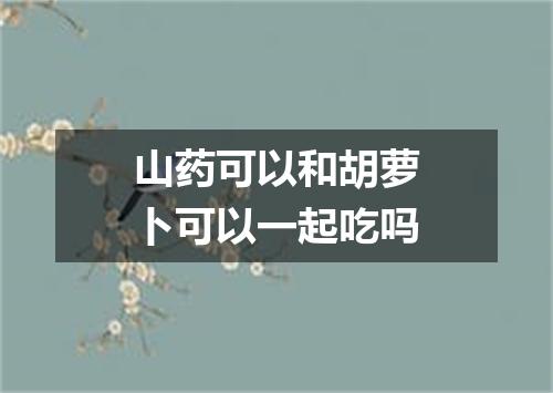 山药可以和胡萝卜可以一起吃吗