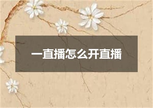 一直播怎么开直播