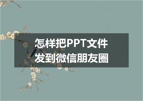 怎样把PPT文件发到微信朋友圈