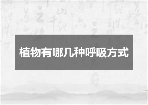 植物有哪几种呼吸方式