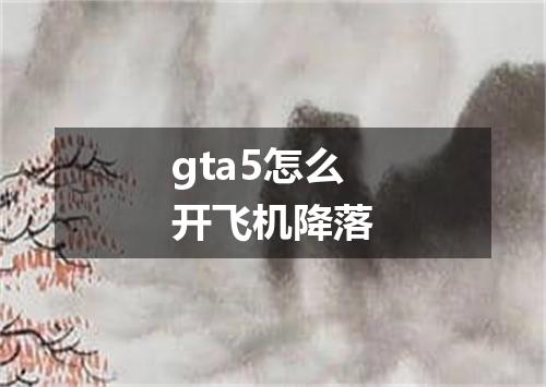 gta5怎么开飞机降落