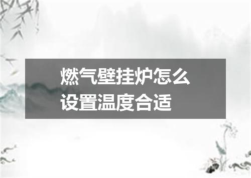 燃气壁挂炉怎么设置温度合适