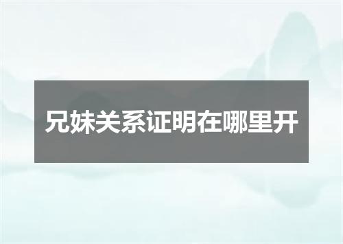 兄妹关系证明在哪里开