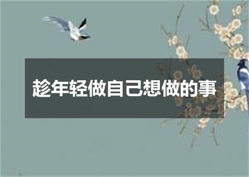 趁年轻做自己想做的事