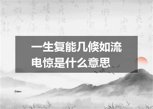 一生复能几倏如流电惊是什么意思