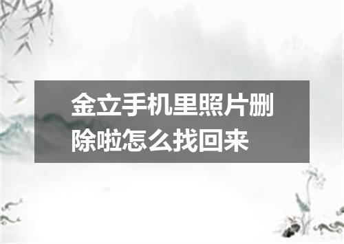 金立手机里照片删除啦怎么找回来