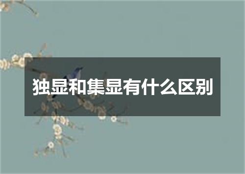 独显和集显有什么区别