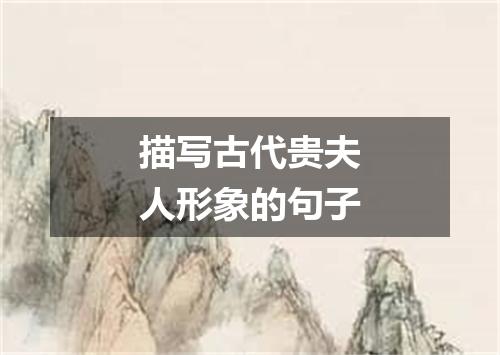 描写古代贵夫人形象的句子