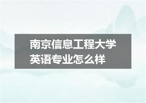 南京信息工程大学英语专业怎么样