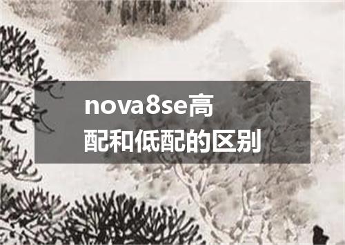 nova8se高配和低配的区别
