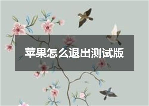 苹果怎么退出测试版