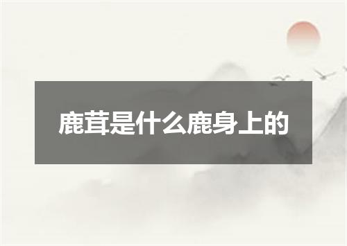 鹿茸是什么鹿身上的