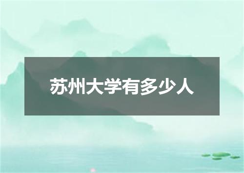 苏州大学有多少人