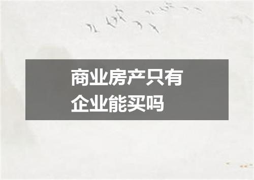 商业房产只有企业能买吗