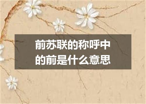 前苏联的称呼中的前是什么意思