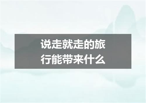 说走就走的旅行能带来什么