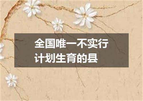 全国唯一不实行计划生育的县