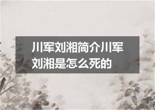 川军刘湘简介川军刘湘是怎么死的