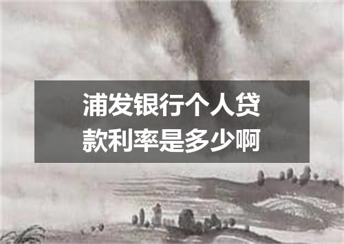 浦发银行个人贷款利率是多少啊
