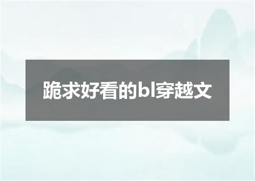 跪求好看的bl穿越文