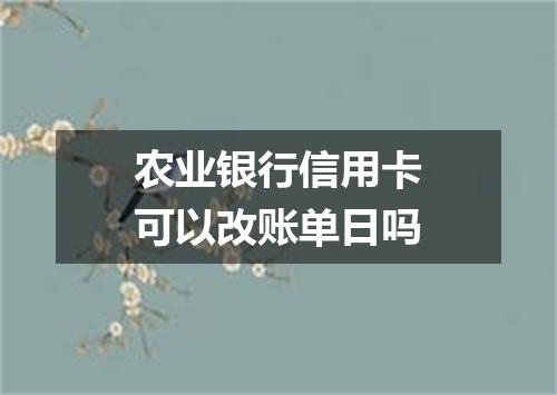 农业银行信用卡可以改账单日吗