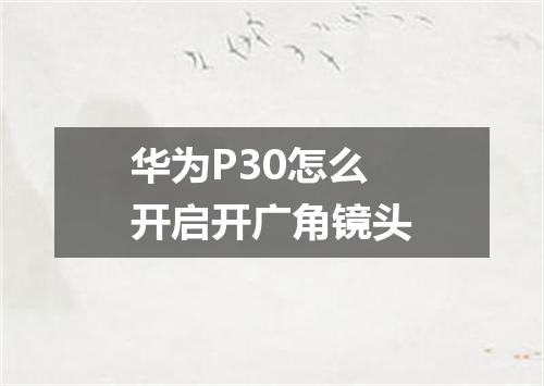 华为P30怎么开启开广角镜头