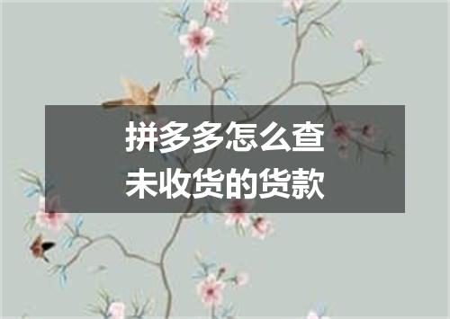 拼多多怎么查未收货的货款