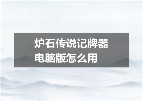 炉石传说记牌器电脑版怎么用