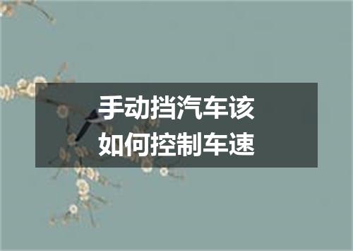 手动挡汽车该如何控制车速