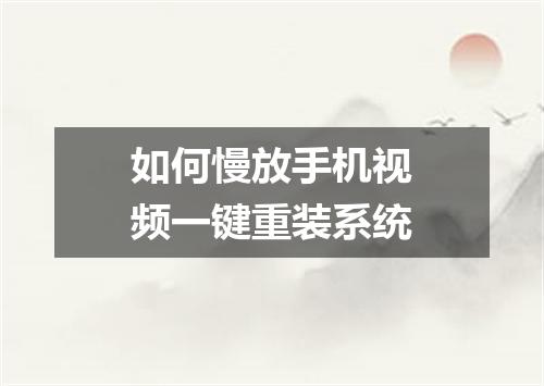如何慢放手机视频一键重装系统