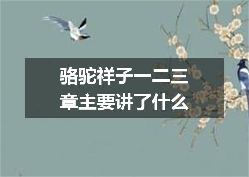 骆驼祥子一二三章主要讲了什么