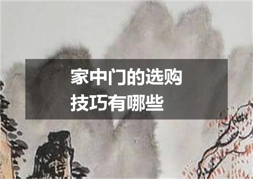 家中门的选购技巧有哪些