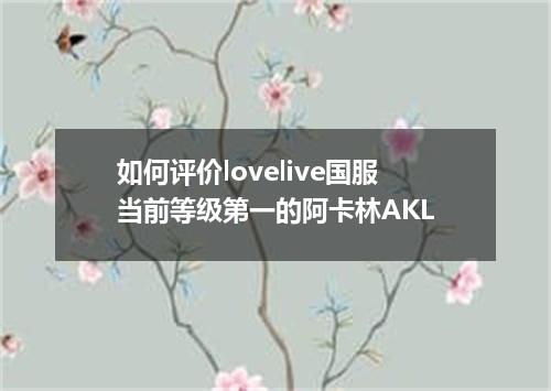 如何评价lovelive国服当前等级第一的阿卡林AKL