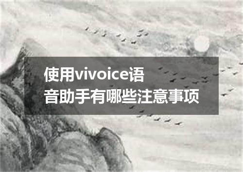 使用vivoice语音助手有哪些注意事项