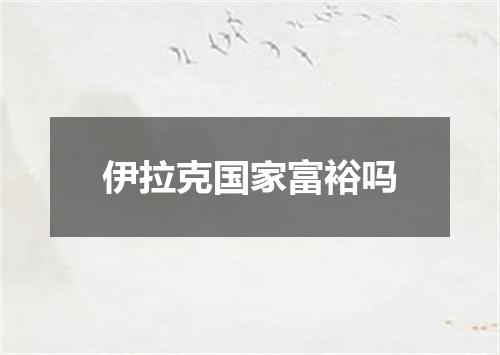 伊拉克国家富裕吗