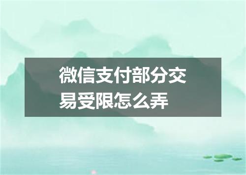 微信支付部分交易受限怎么弄