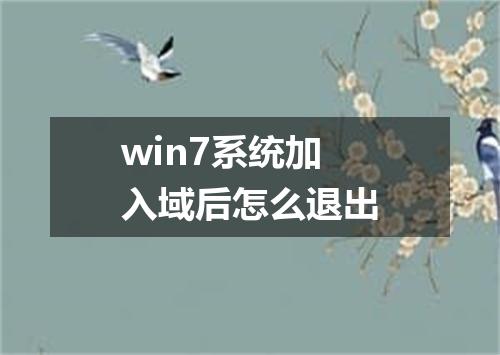 win7系统加入域后怎么退出