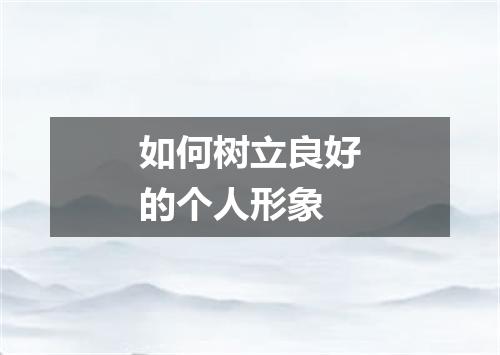 如何树立良好的个人形象