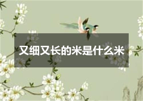 又细又长的米是什么米