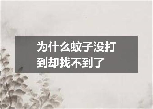为什么蚊子没打到却找不到了