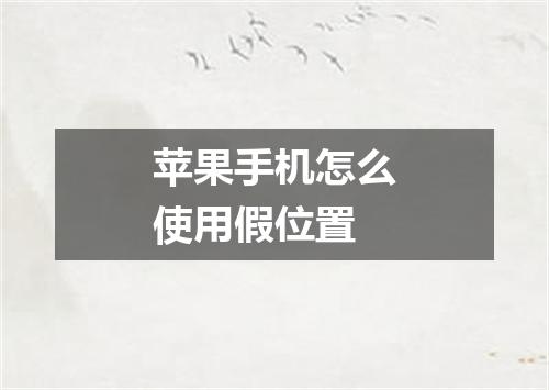 苹果手机怎么使用假位置